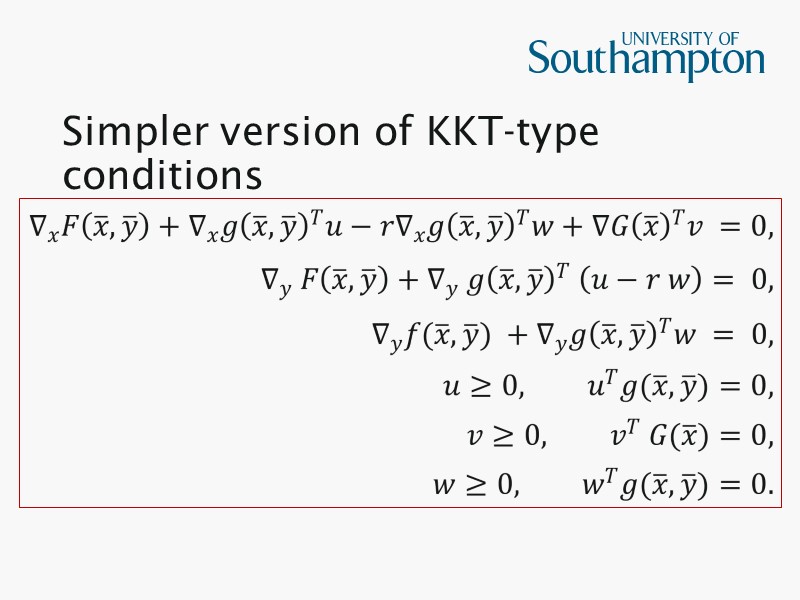Simpler version of KKT-type conditions